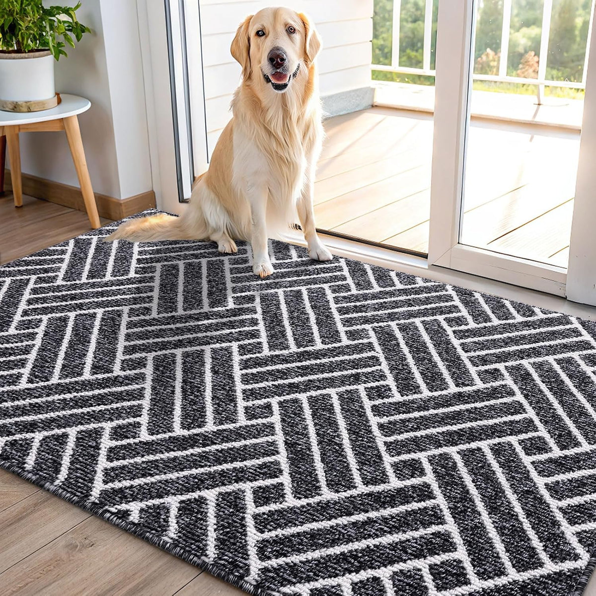 OLANLY Indoor Door Mat, 48x32 Inch, Dirt Resistant and Absorbent, Non-Slip Rubber Backing Floor Mats, Easy Clean Low-Profile Doormat for Entryway, Front Door, and Inside Entrance, Black