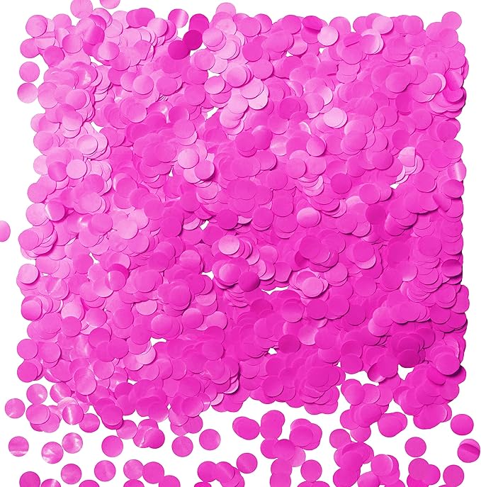 Hot Pink Metallic Foil Round Table Confetti Decor Circle Dot Mylar Table Scatter Confetti Girls Women Birthday Wedding Bachelorette Under the Sea Baby Shower Graduation Party Confetti Decorations, 60g
