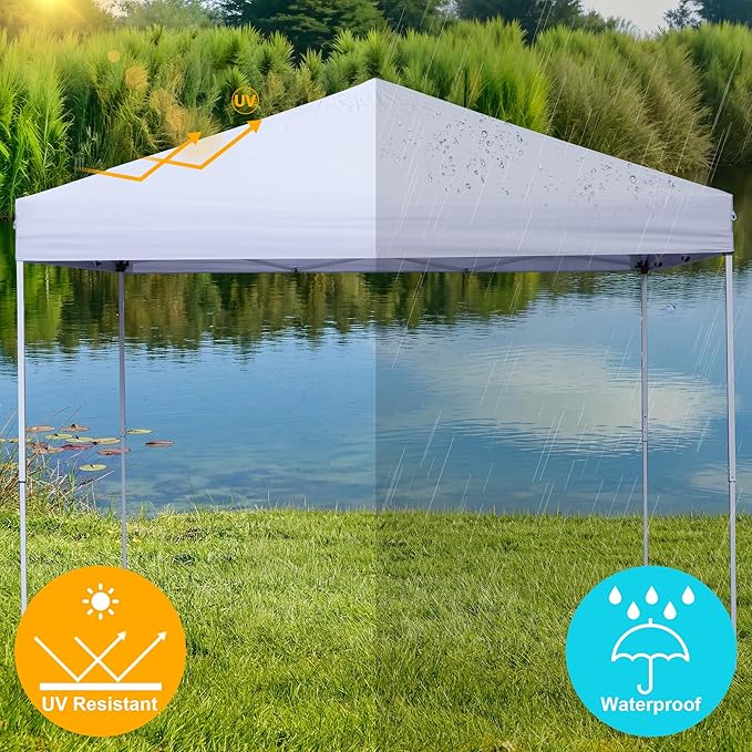 JupiterForce 10 x 10 Pop Up Canopy Tent Sun Protection Waterproof Instant Shelter Portable Folding Canopy with Roller Carry Bag, White