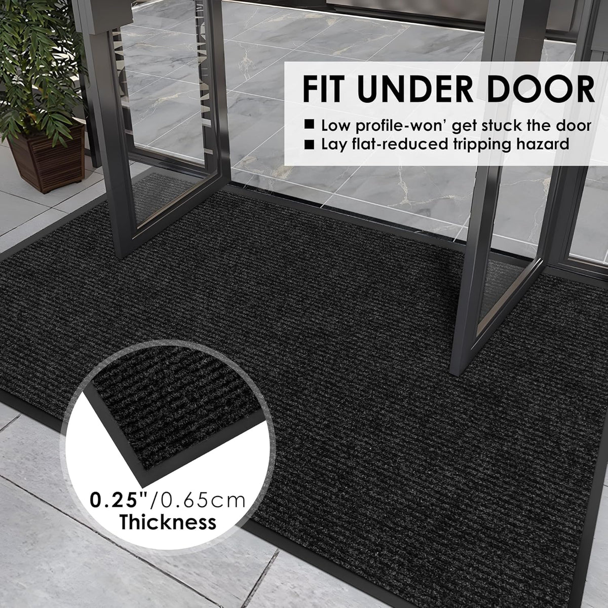 3′ x 55′ Front Door Mat Indoor Outdoor Entrance, Commercial Floor Mat Heavy Duty Dirt Trapper Entryway Doormat, Custom Size Non Slip Rubber Backing Welcome mat, Door Mat for High Traffic Area