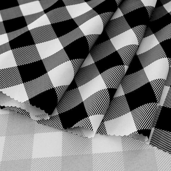 Waterproof Plaid Tablecloth Fabric - Round 50 Inch Classic Gingham Checker Table Cloth for Indoor/Outdoor Use - Buffalo Table Cover for Picnics, BBQs, and Parties