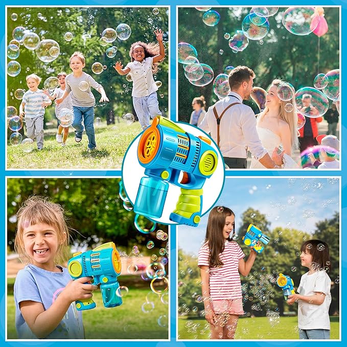 JOYIN Sloosh Kids Bubble Gun Machine with Refill Solution, 2 in 1 Automatic Bubble Maker Guns for Toddlers 1-3 Kids 4-8, Outdoor Toy, Adults, Party, Easter, Gift