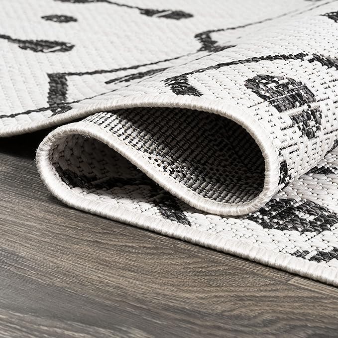 JONATHAN Y Tribal Bohemian Indoor Outdoor Runner Rug 2X8 Ivory/Black, Nokat for Backyard, Patio, Porch, Easy-Cleaning, High Traffic, Pet-Friendly, Non-Shedding (SMB131D-28)