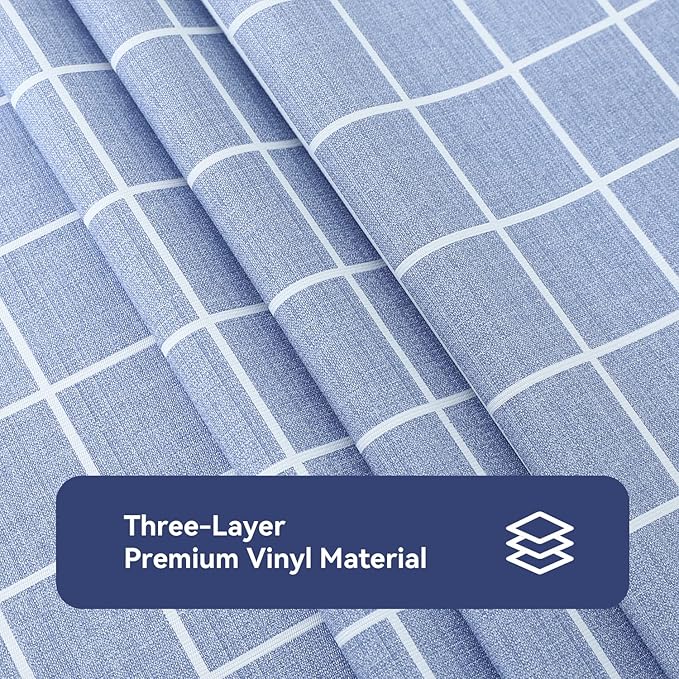 Romanstile Square Vinyl Tablecloth, 100% Waterproof Oil-Proof Checkered Plastic Table Cloth, Heavy Duty Wipeable Table Covers for Dining, Camping, Picnic, Outdoor - 60 x 60 Inch, Blue