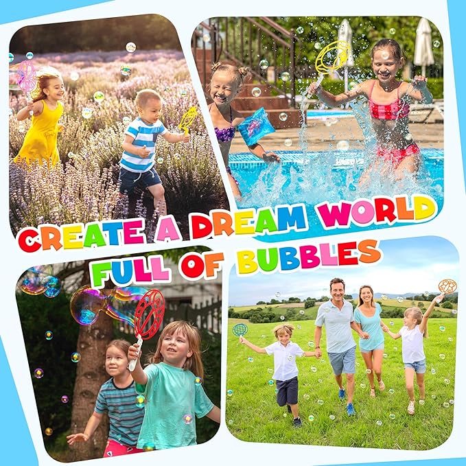 10 Pcs Bubble Wands Set, Big Bubble Wand for Kids Adults with Tray, Large Bubble Makers Bulk for Summer Outdoor Activities Birthday Gifts Party Favors
