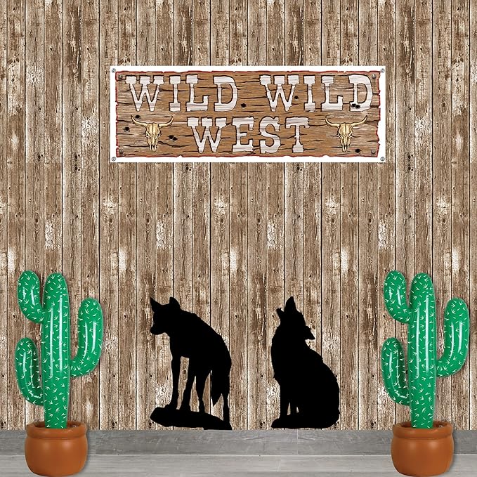Beistle 4 Piece Black Silhouette Wild West Coyote Cut Outs for Cowboy Party Western Theme Decorations, Made in USA Since 1900