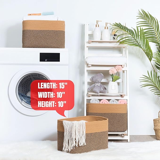 MINTWOOD Design 3-Pack Storage Baskets for Shelves, Decorative Baskets for Organizing, Woven Baskets for Storage, Book Basket Cube Storage Bin Box, Pantry Closet and Shoe Organizers, Black Jute