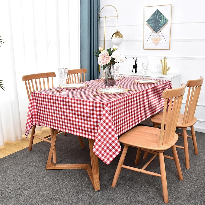 Waterproof Checkered Tablecloth Fabric - Rectangle 58x84 Inch Classic Gingham Buffalo Plaid Table Cloth for Indoor/Outdoor Use - Washable Table Cover for Kitchen, BBQs, and Parties