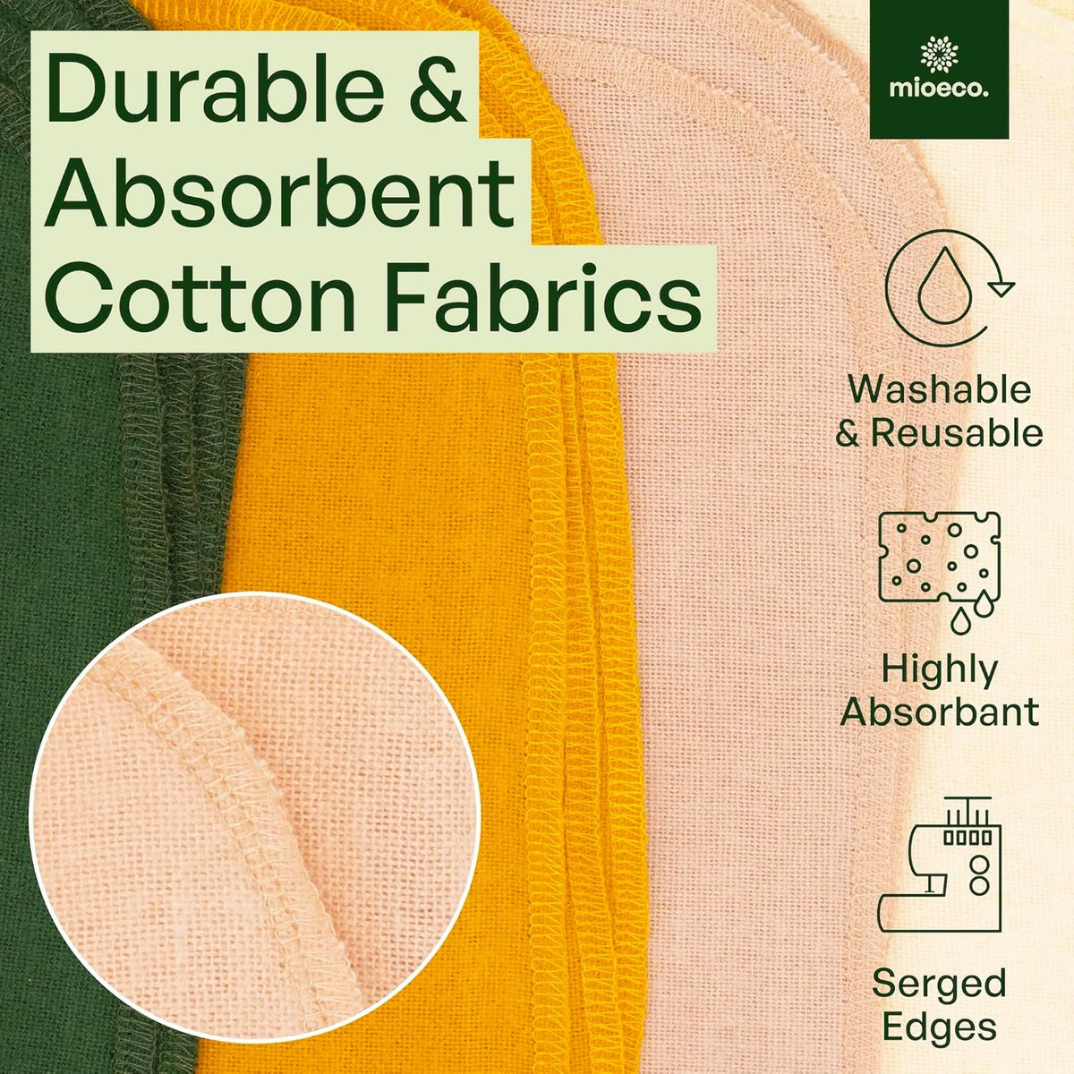 24 Pack Multicolored Reusable Paper Towels - Nature Friendly - Organic Cotton Alternative - Thick, Strong, Paperless Kitchen Dish Cloths