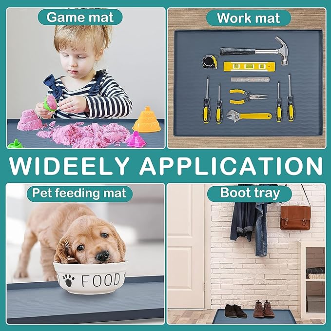 URMONA Waterproof Silicone Under Sink Mat 25'' x 22'' Shelf Liner for Kitchen and Bathroom, Cabinet and Counter Protector, Storage and Organizers, Litter Mat, Pet Cat Puppy Essentials(Khaki)