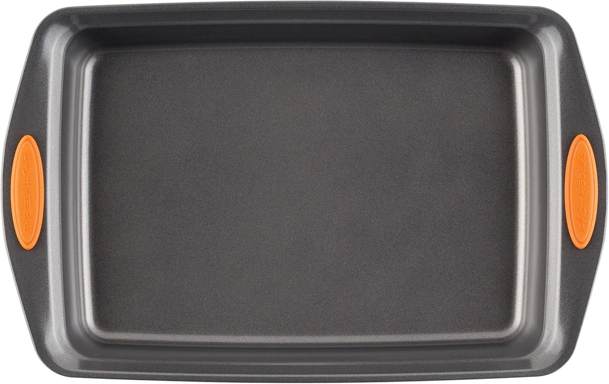 Rachael Ray Bakeware, Nonstick Baking / Cake Pan With Lid and Grips, Rectangle - 9 Inch x 13 Inch, Gray