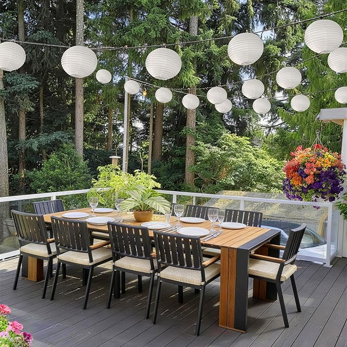 KNONEW 20 Pack 10" White Silk Outdoor Lanterns Decorative Party Hanging Chinese Japanese Waterprooof Round Lantern for Weddings, Birthdays, Parties Decoration (No Light Bulbs Included)