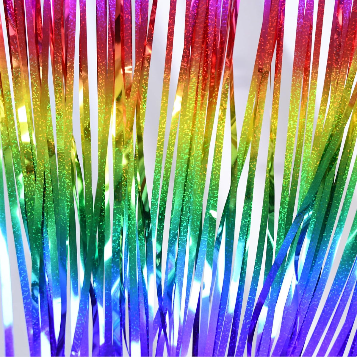 Braveshine Fringe Backdrop Tinsel Foil Curtains - 2 Pack Colorful Metallic Streamers Backdrops for Doorway