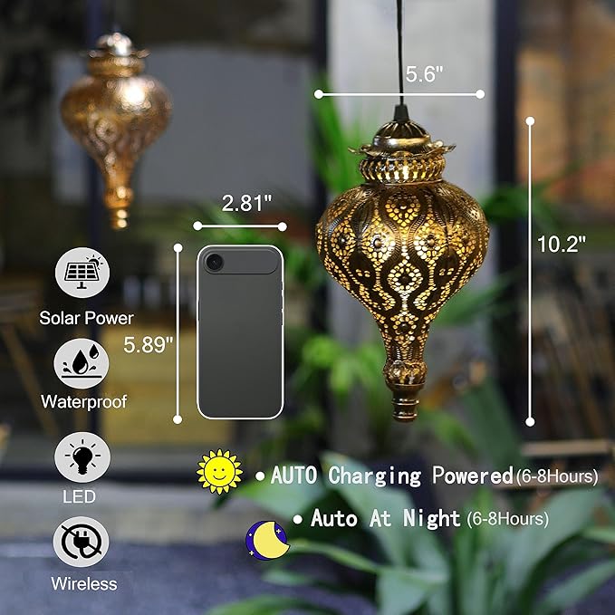 Solar Moroccan Lantern Outdoor Garden Decor(2 Pack) Solar Lanterns Outdoor Waterproof, Lanterns Decorative Outdoor Lights for Patio Pathway Yard Porch Backyard.