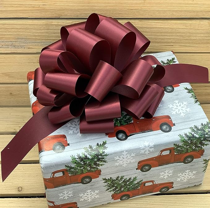 Large Burgundy Gift Pull Bows - 9" Wide, Set of 6, Valentine's Day, V-Day, Gift Basket, Presents, Boxing Day, Birthday, Fundraiser, Birthday, Wreath, Swag, Classroom, Office, Mother's Day