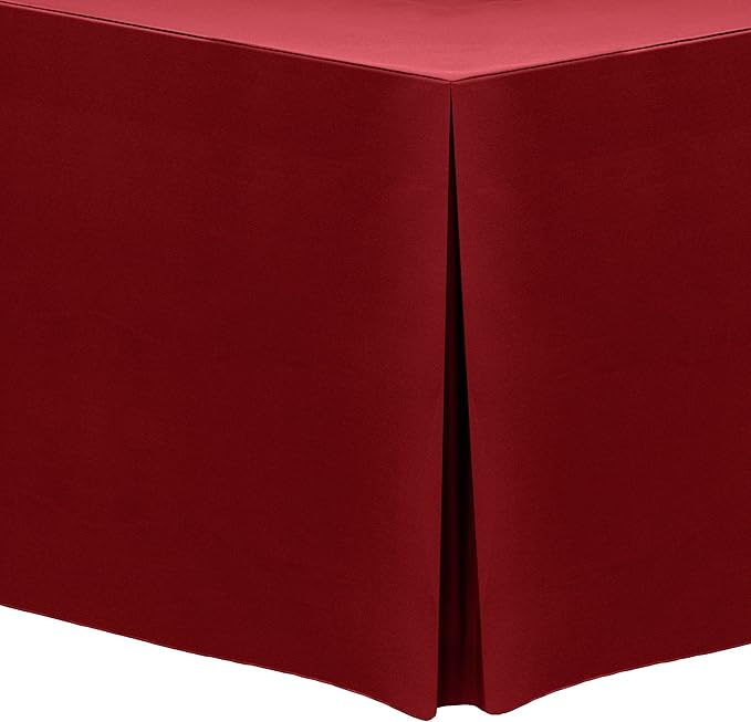 Ultimate Textile -2 Pack- 5 ft. Fitted Polyester Tablecloth - Fits 30 x 60-Inch Banquet and Folding Rectangular Tables - 42" H, Cherry Red