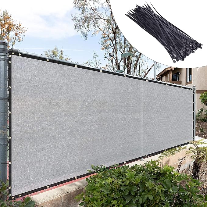 Royal Shade Custom Size 4' x 112' Grey Fence Privacy Screen Windscreen Cover Netting Mesh Fabric Cloth - Cable Zip Ties Included (We Make Custom Size)