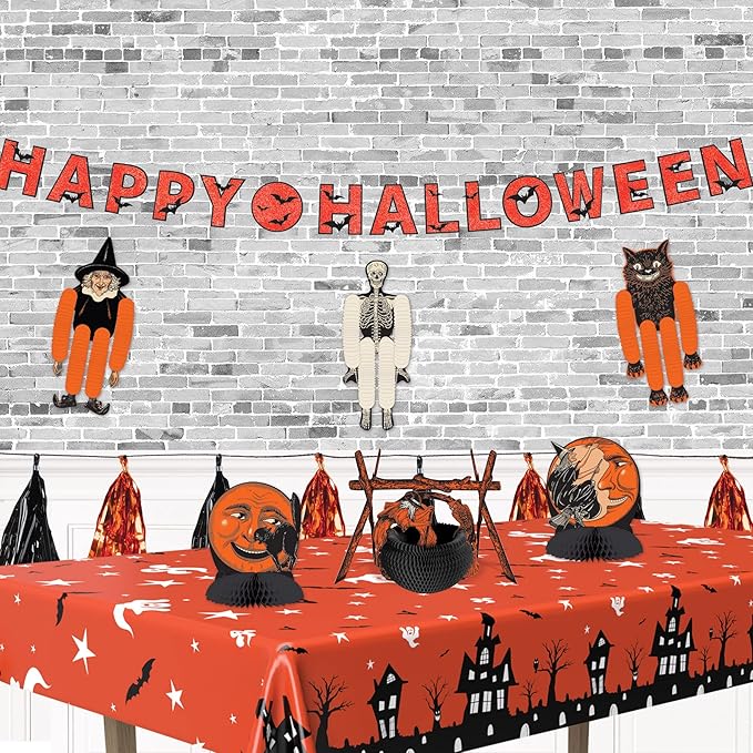 Beistle Haunted House Tablecovers, 54” x 108”, 2 Pieces – Plastic Table Cloth, Rectangular Tablecloth, Halloween Tablecloth, Holiday Tablecloth, Halloween Plastic Tablecloth, Halloween Decorations