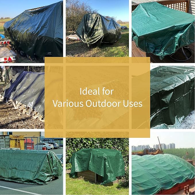GUARD SHIELD Green Tarp Waterproof 12x12 Feet Medium Duty All Purpose Poly Tarps Cover 7mil (2-Pack)
