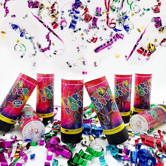 8 PCS Party Confetti Poppers Cannons for Wedding Birthday Graduation Baby Shower Anniversary Christmas New Year's Party Celebrations Supplies and Favors