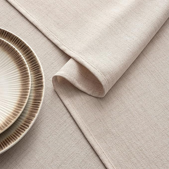 MIULEE Natural Linen Polyester Tablecloth 60x144 Inch Spring Rectangle Table Cloth Waterproof,Stain Resistant & Wrinkle Resistant for Dining Party Wedding