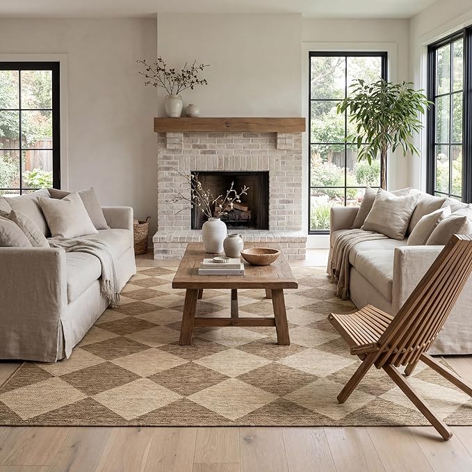nuLOOM Outdoor Performance Collection Sabina Brown/Ivory, 5' x 8', Soft and Cozy, High Traffic, Stain Resistant, Easy Clean, Durable Area Rug for Indoor/Outdoor Patio, Deck, Porch, Garden, Courtyard