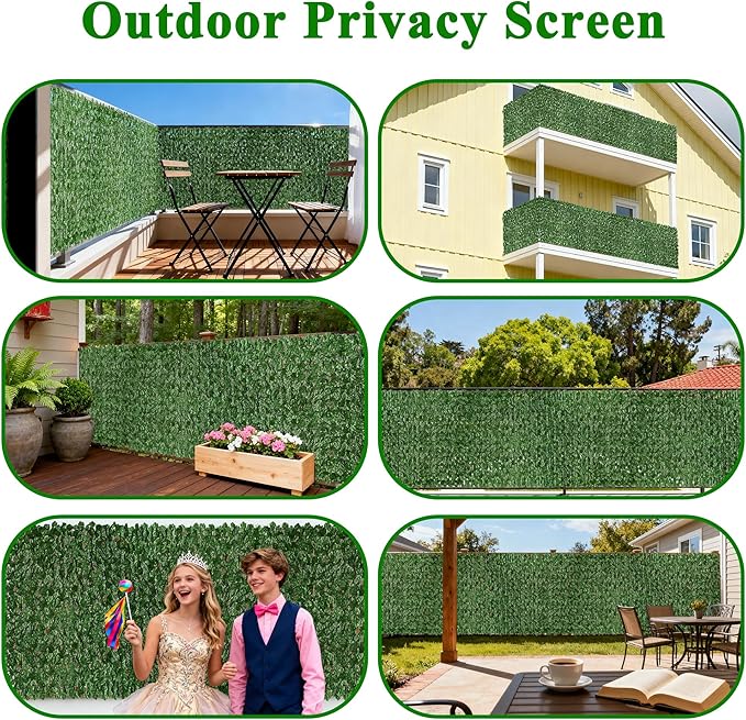 iCover Artificial Ivy Privacy Screen for Fence, 39x118in Strengthened Joint Prevent Leaves Falling Off, Faux Hedge Panels Greenery Vines, Decorative Fences for Outdoor, Garden