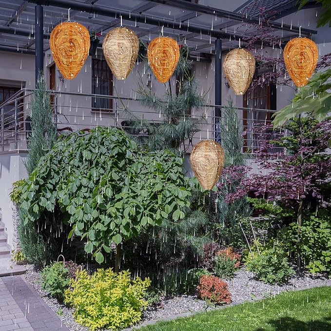 Honoson 5 Pcs Waterproof Hanging Lantern for Home Garden Yard Outdoors (Orange,Sandy Brown)