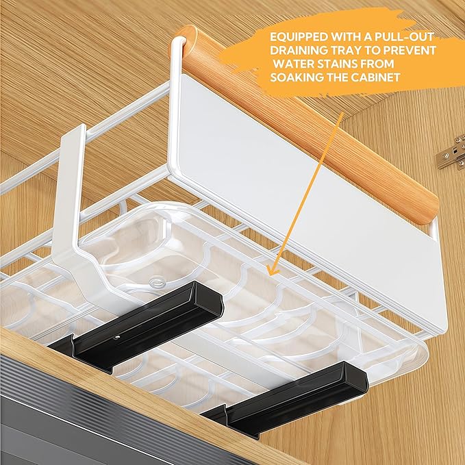 Pull-Out Dish Rack, Plate & Pot Lid Organizer, Slide Out Dish Drying Rack for Kitchen Cabinets, Pull Out Drawer for Kitchen Under Sink Organizer (Plate Rack Extra-Large)