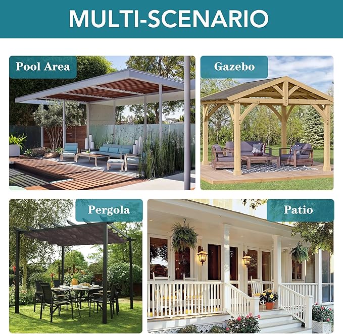 HolidayIdeas 6 Panels Outdoor Curtains for Patio Waterproof-Windproof Weatherproof Privacy Curtains-Grommet Top and Tab Bottom Drape for Gazebo, Porch, Pergola, Cabana, Backyard 54x84 Inch Cream