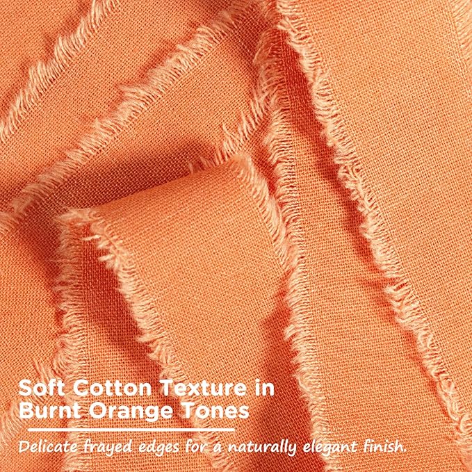 Burnt Orange Cotton Ribbon 1 Inch Burnt Orange 3 Rolls 21 Yards Frayed Edge Fabric Set for Wedding Decor, Bridal Bouquet Wrap, Baby Shower, Gift Wrapping, Fall Decor & Halloween Party