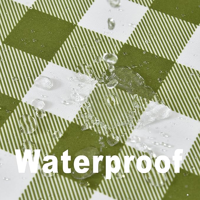 Waterproof Plaid Tablecloth Fabric - Round 108 Inch Classic Gingham Checker Table Cloth for Indoor/Outdoor Use - Buffalo Table Cover for Picnics, BBQs, and Parties