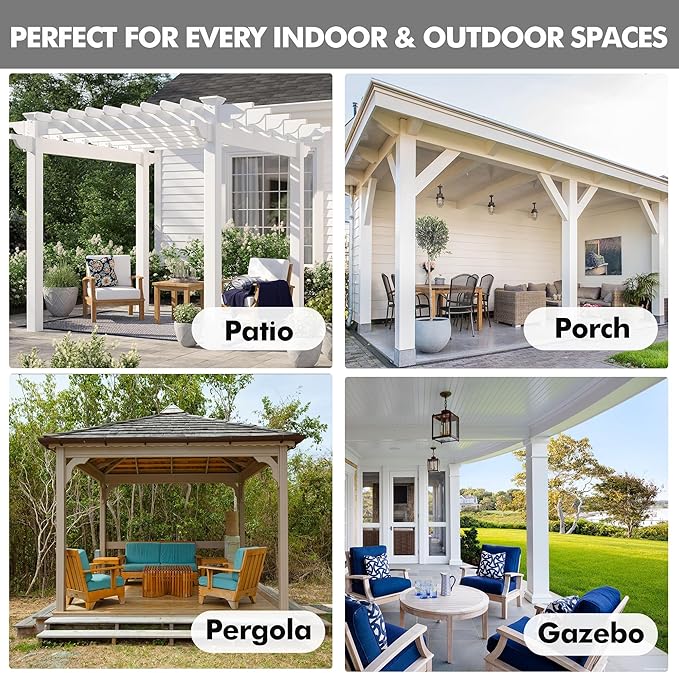 HolidayIdeas Linen Outdoor Curtains for Patio Waterproof-4 Panels Cream Outside Gazebo Curtains 54"x95"-Indoor/Outdoor Curtains Weighted Weatherproof, Privacy for Pergola, Porch, Cabana, Livingroom