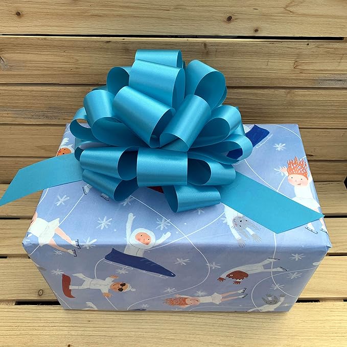 Turquoise Decorative Ribbon Pull Bows - 9" Wide, Set of 6, Spring, Gift Basket, Presents, Birthday, Fundraiser, Wedding, Reception, Anniversary, Decoration, Classroom, Office, Christmas, Easter