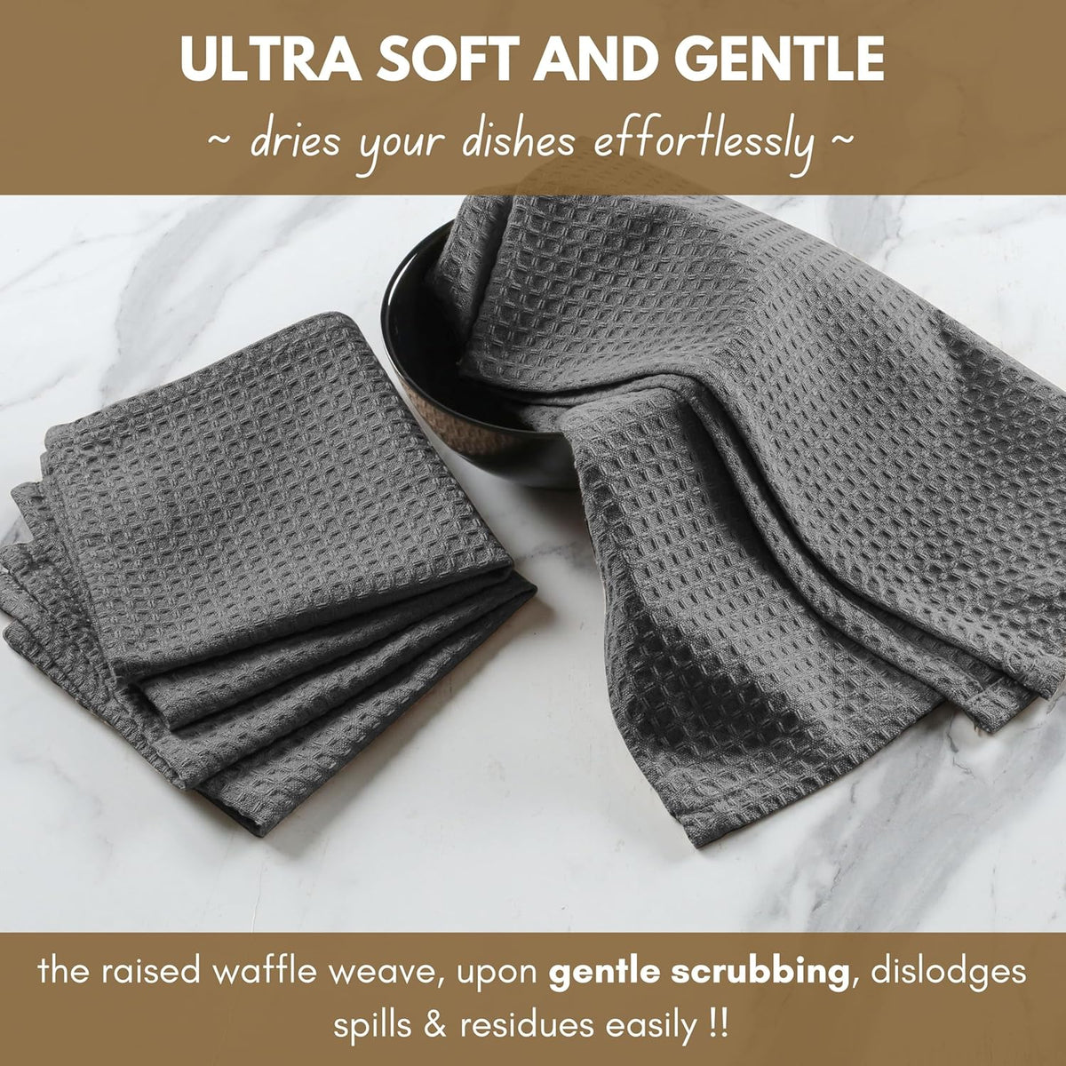 Native Fab Cotton Dish Towel & Dishcloth Set - 8 Piece Pack for Cleaning, Cooking, Baking - Absorbent, Durable, Washable