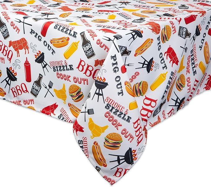 DII Outdoor Tabletop Collection, Stain Resistant & Waterproof, 60" Round w/Zipper, Barbeque