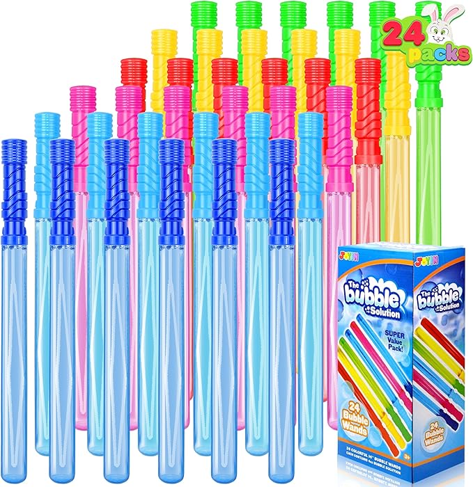 JOYIN 24 Pack 14.6’’ Big Bubble Wands Bulk (2 Dozen) for Summer Toy, Outdoor/Indoor Activity Use, Easter, Bubbles Party Favors Supplies for Kids