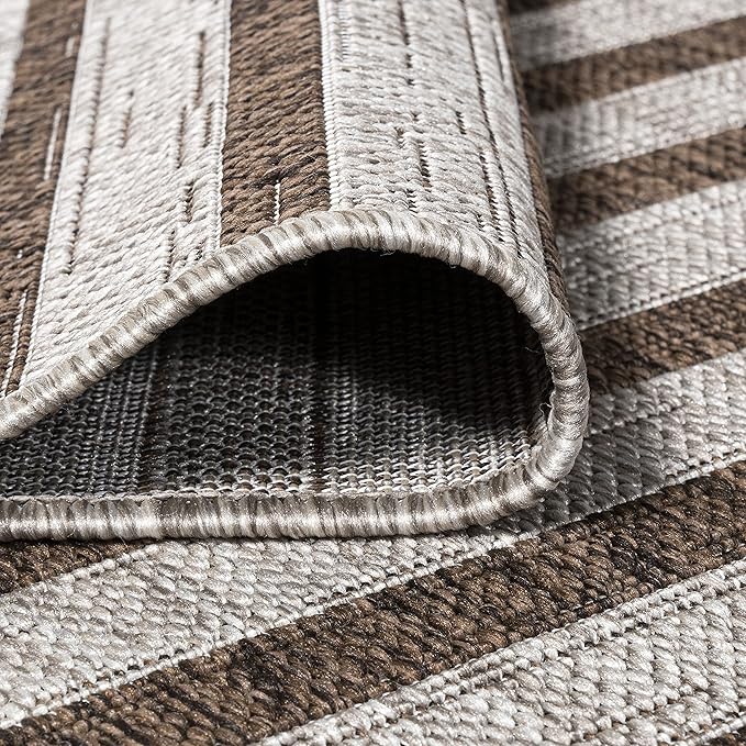 JONATHAN Y Offset Stripe Indoor Outdoor Area Rug 3X5 Beige/Brown, Sukie Modern for Backyard, Patio, Porch, Easy-Cleaning, High Traffic, Pet-Friendly, Non-Shedding (SMB133A-3)