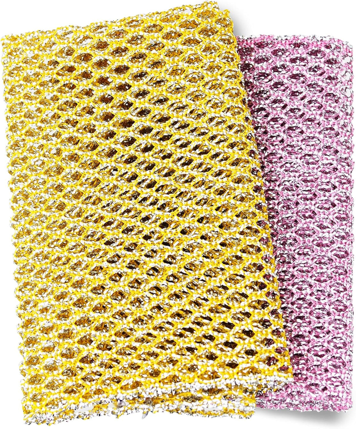Heavy Duty Dish Scrubbers, Non-Scratch Scouring Pads - Odorless & Long Lasting Mesh Dish Cloth - Replace Sponges - Kitchen, Floor and Bathroom Usage - Made in Korea (2 Pcs)