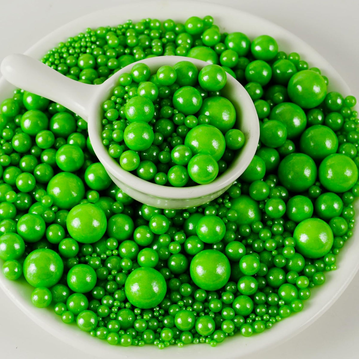 Kasvan Christmas Green Pearl Sugar Sprinkles - Edible Candy Pearls 130g/4.58 Oz, Mix Size, Baking Cake Decorations