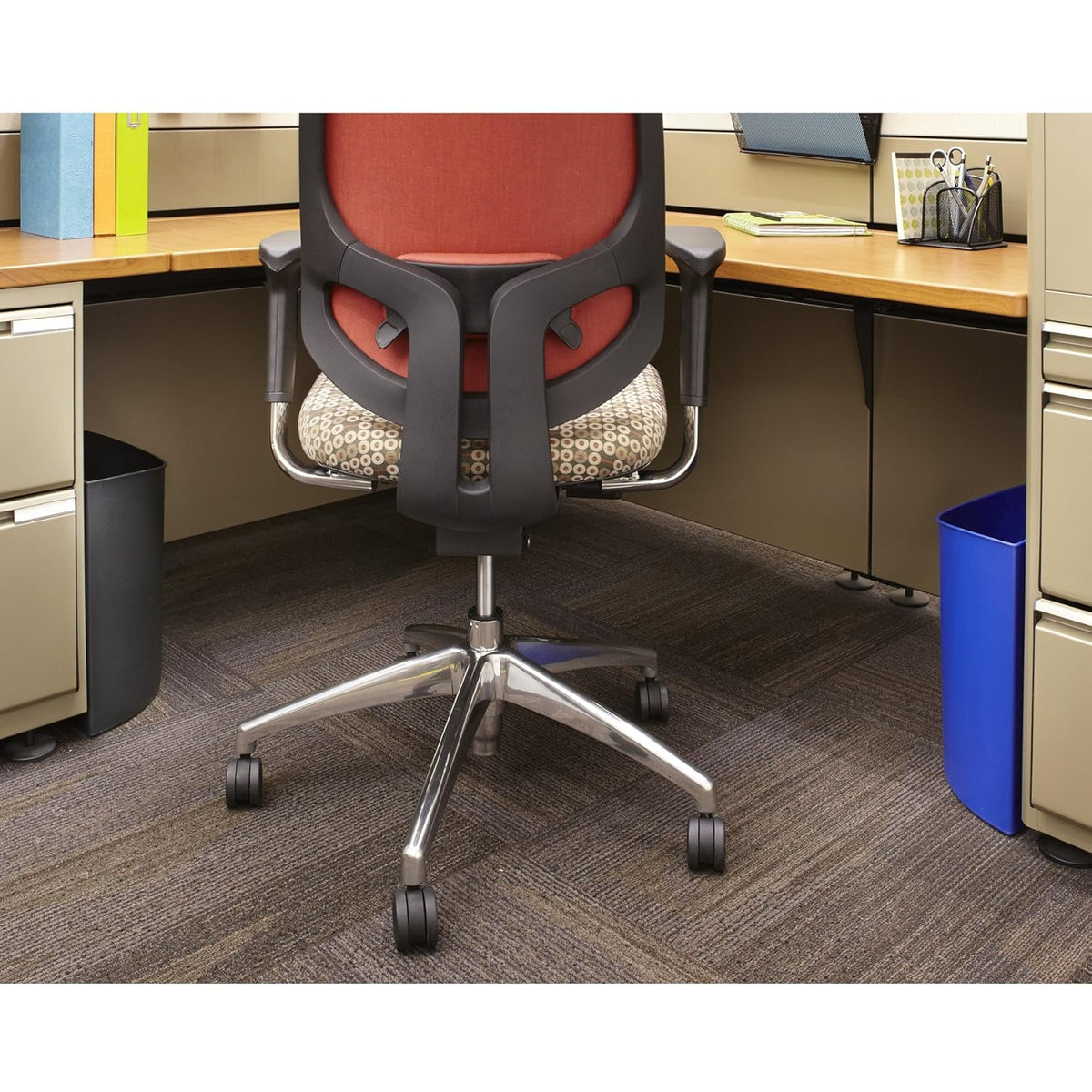 Safco 9928BB Desk-Side Waste Recycling Receptacle, 7-Gallon, Black and Blue