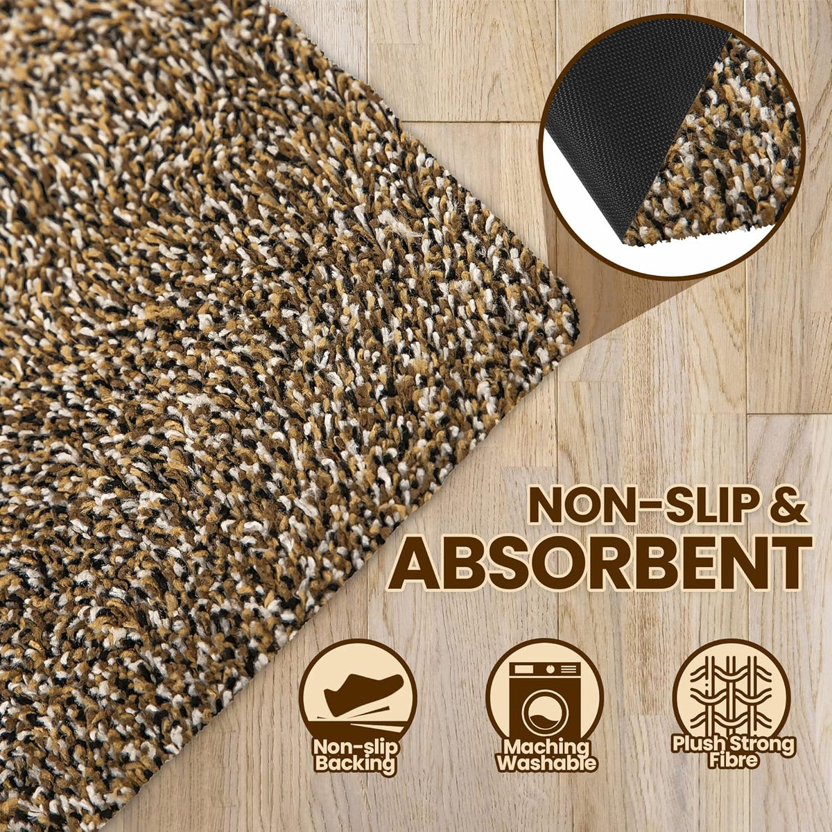 Premium Microfiber Indoor Door Mat – 24"x36" Washable Entry Mat, Non-Slip, Waterproof Backing, Super Absorbent, Low Profile Entryway Doormat for Indoor Entrance