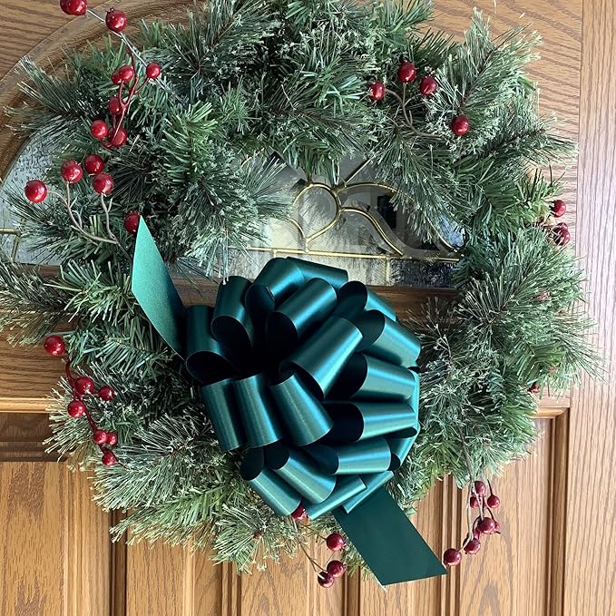 Large Hunter Green Pull Bows - 9" Wide, Set of 6, St. Patrick's Day, St.Paddy's Day, Gift Wrapping, Wreaths, Bows, Present