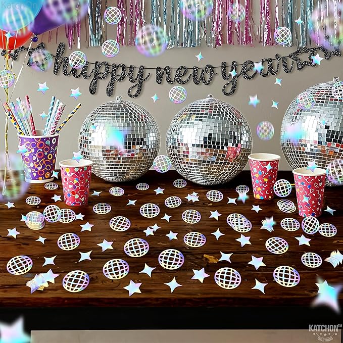 KatchOn, 200Pcs Holographic Disco Confetti Iridescent Disco Ball Confetti for Graduation Party Supplies 2026 Prom Day Decorations Graduation Decorations 2026 Disco Table Decor
