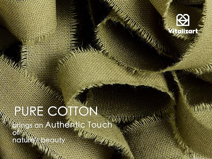 Vitalizart Green Cotton Ribbon Handmade Fringe 5/8" x 21 Yd Pure Natural Cotton Ribbons for Gift Wrapping Wedding Invites Bridal Shower Bouquets Holiday Decor