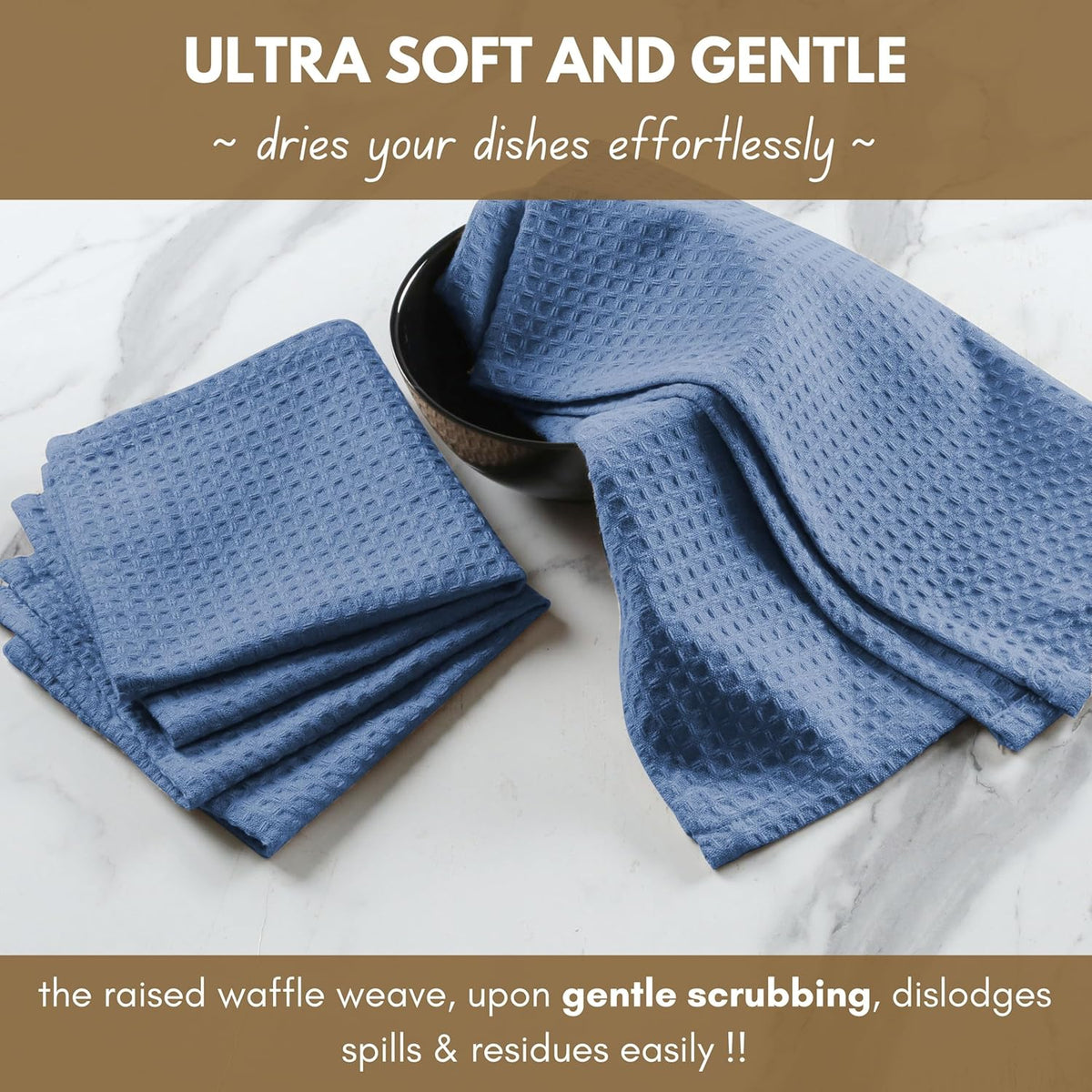 Native Fab 8 Piece Cotton Dish Towel & Dishcloths Set - Ultra Absorbent, Quick Drying, Durable Cloths for Cleaning, Cooking, Baking - Ideal for Home