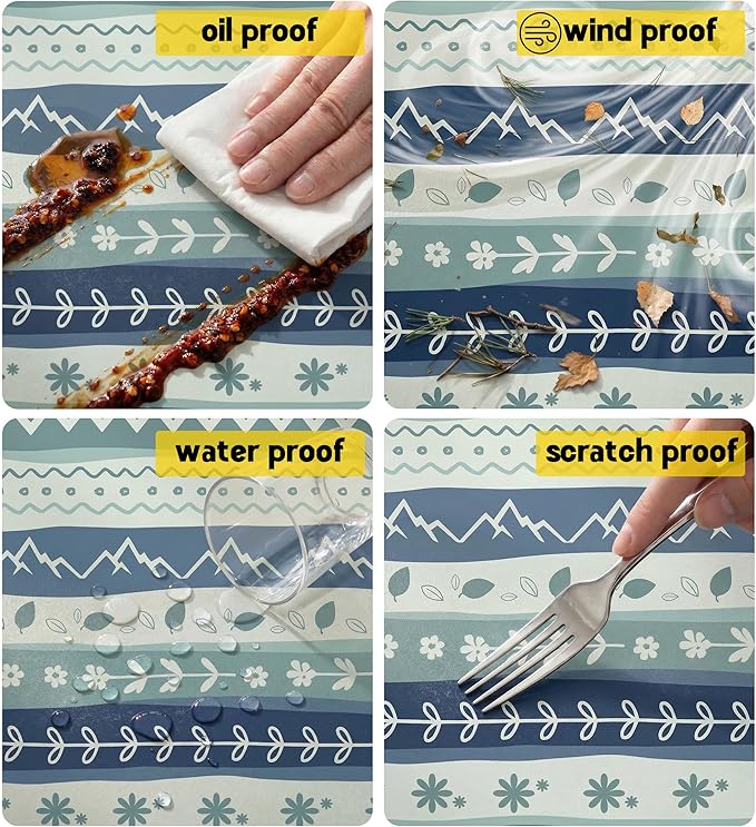Picnic Table Cover with Bench Covers Waterproof Elastic Rectangle Furniture Fitted Tablecloth Table Cloth Glamping Camp Camper Camping Essentials Outdoor Road Trip Rv Car Travel Vacation Canping Gear