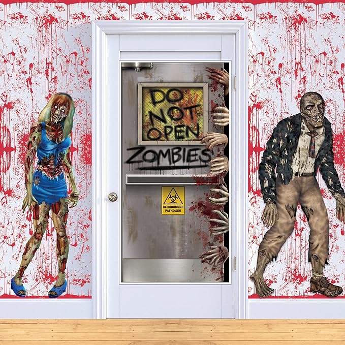 Beistle Bloody Wall Backdrops – 2 Realistic Dripping Blood Printed Plastic Wall Coverings for Halloween Haunted House Party Décor Indoor Spooky Scene Background Display, 4 Ft x 30 Ft Each