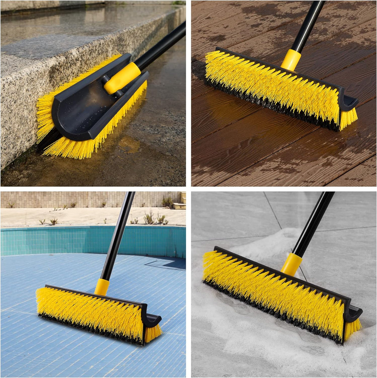 Yocada Double-Sided Floor Scrub Brush Triangle Brush Corner Crevice Cleaning Heavy Duty Stiff Bristle 65.5" for Cleaning Patio Bathroom Garage