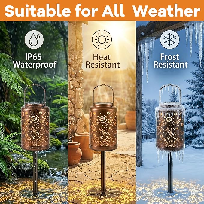 Dragonfly Solar Lanterns Outdoor Waterproof,Birthday Gifts for Women Mom Grandma,Decorative Hanging Garden Decor for Yard, Patio, Backyard, Porch